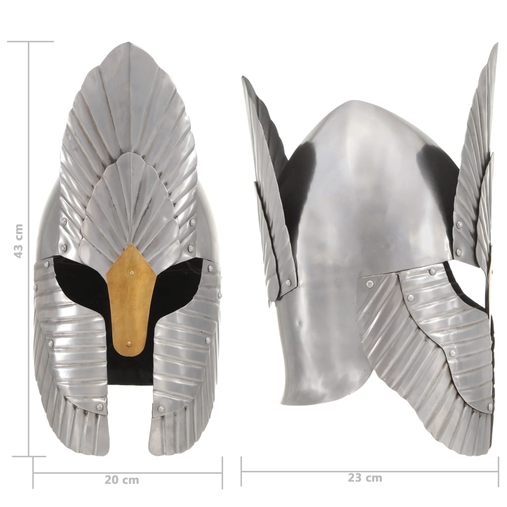 Ezüstszínű középkori lovagi fantázia acélsisak LARP másolat 