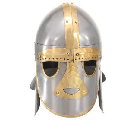 vidaXL Réplica de casco medieval antiguo LARP acero plateado