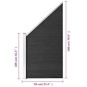 Plotový dílec WPC 95 x (105–180) cm šedý - obrázek 8