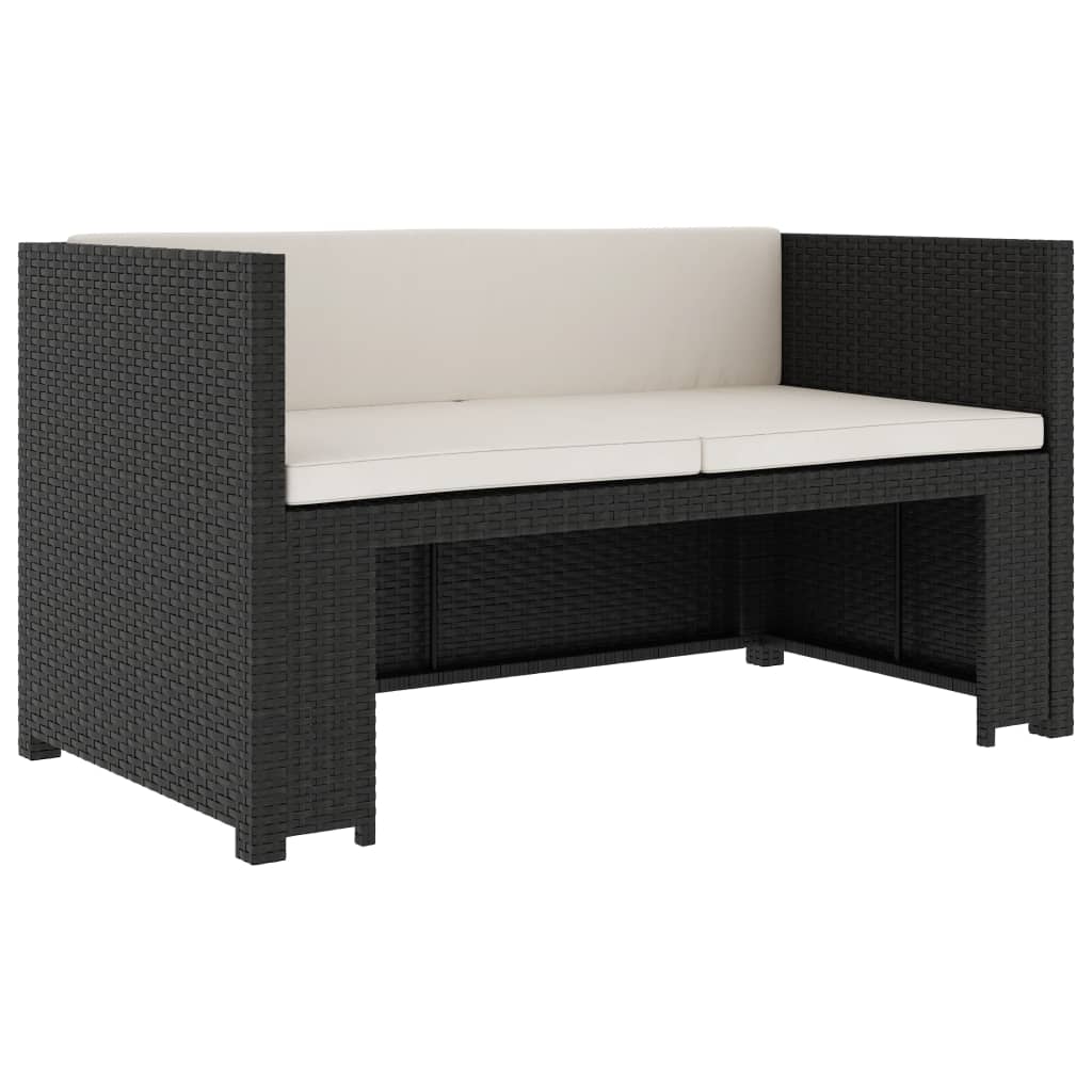 vidaXL Set mobilier de grădină cu perne, 5 piese, negru, poliratan