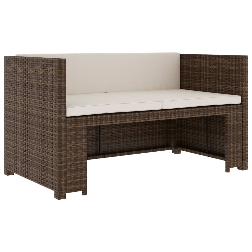 vidaXL Set mobilier de grădină cu perne, 5 piese, maro, poliratan