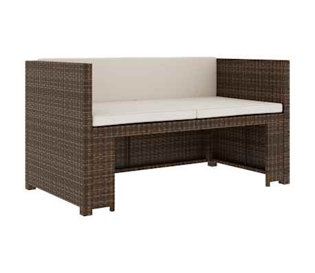 vidaXL Set muebles de jard&iacute;n 5 piezas y cojines rat&aacute;n sint&eacute;tico marr&oacute;n