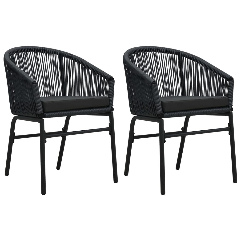 Cadeiras de jardim 2 pcs vime PE preto