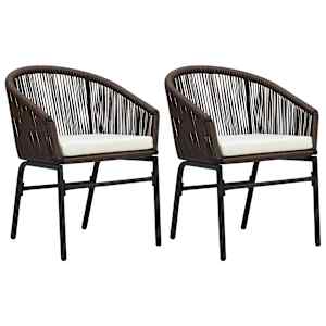 Vrtni stol 2 kosa rjav PE ratan