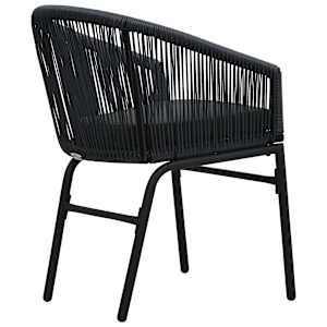 3dílný bistro set s poduškami PE ratan černý - obrázek 7