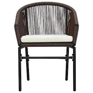 3dílný bistro set s poduškami PE ratan hnědý - obrázek 3