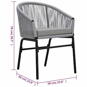 3dílný bistro set s poduškami PE ratan šedý - obrázek 12