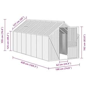 Skleník antracitový hliníkový 8,17 m² - obrázek 8