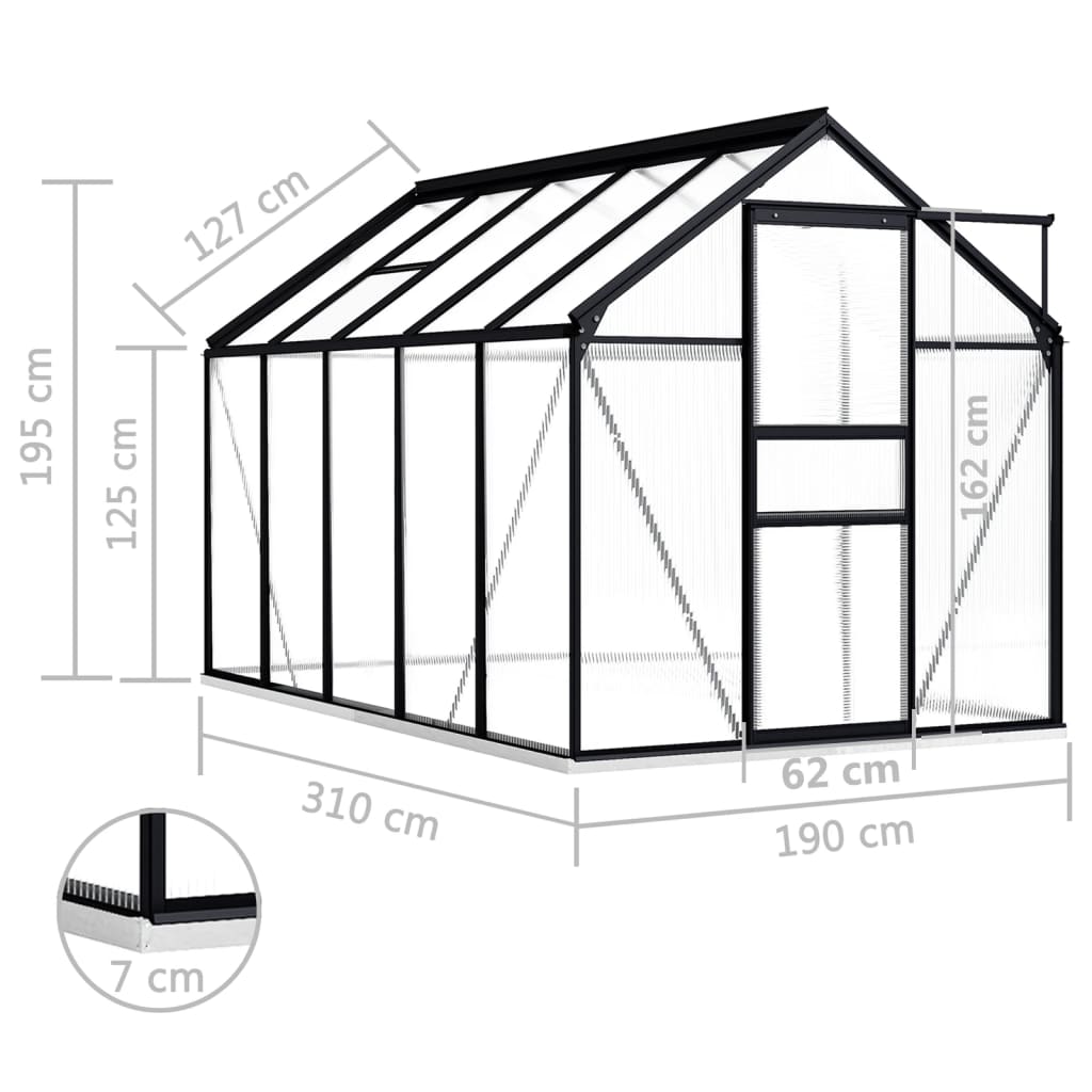 ZJCHAO - Serre avec cadre de base Anthracite Aluminium 5,89 m²