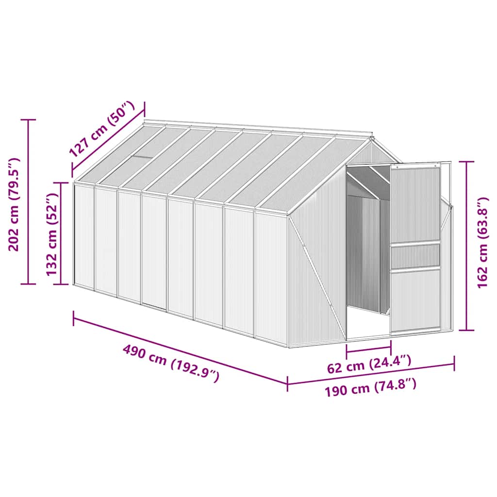 Greenhouse with Base Frame Anthracite Aluminium 9.31 m² - Image 8