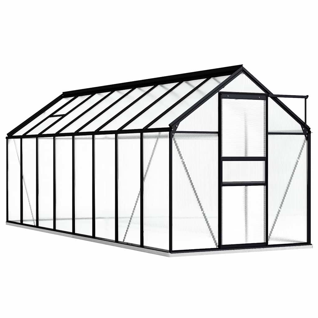 vidaXL Gewächshaus mit Fundament Anthrazit Aluminium 9,31 m²