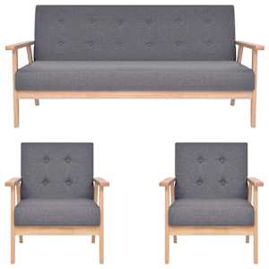 Komplet kavčev 3-delni iz blaga temno sive barve