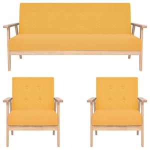 Komplet kavčev 3-delni iz blaga rumene barve