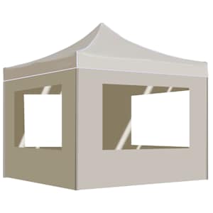 vidaXL kokkupandav peotelk seintega, alumiinium, 2 x 2 m kreemjasvalge