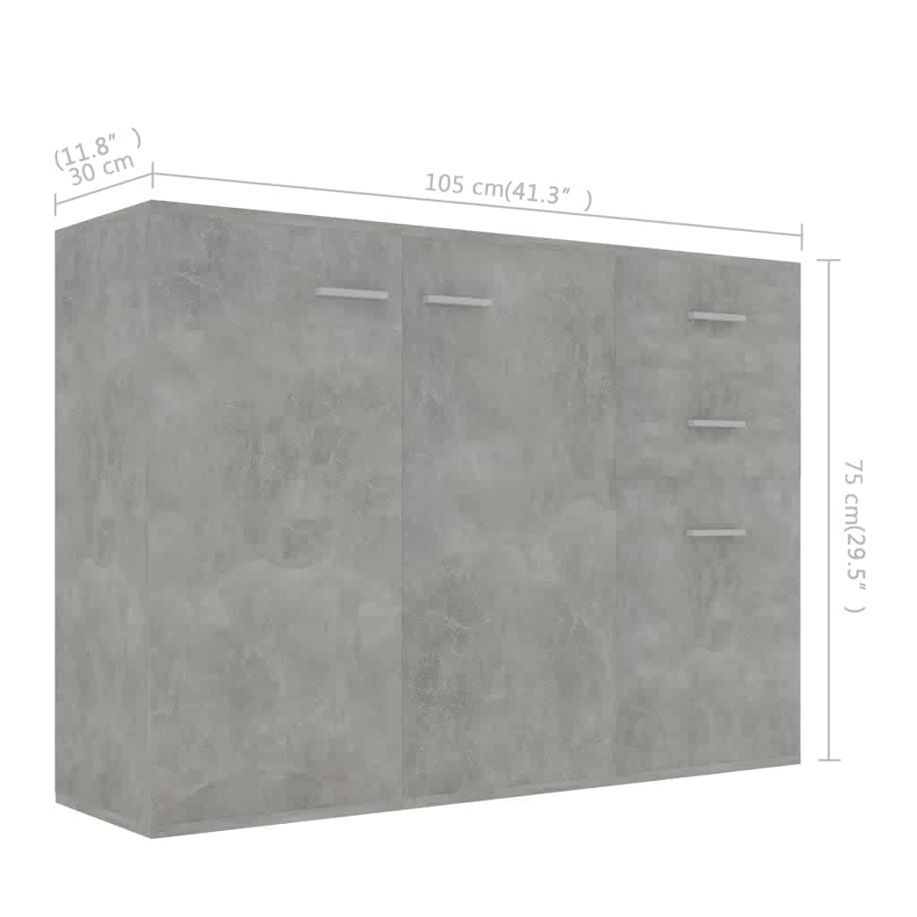Příborník betonově šedý 105 x 30 x 75 cm dřevotříska