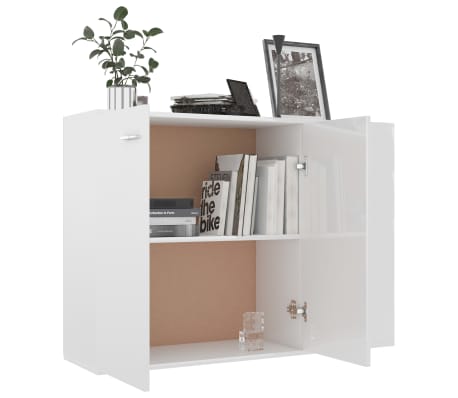 vidaXL Skjenk høyglans hvit 105x30x75 cm konstruert tre