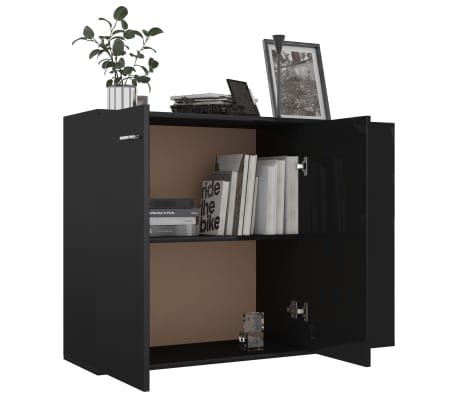 vidaXL Sideboard High Gloss Black 105x30x75 cm Engineered Wood