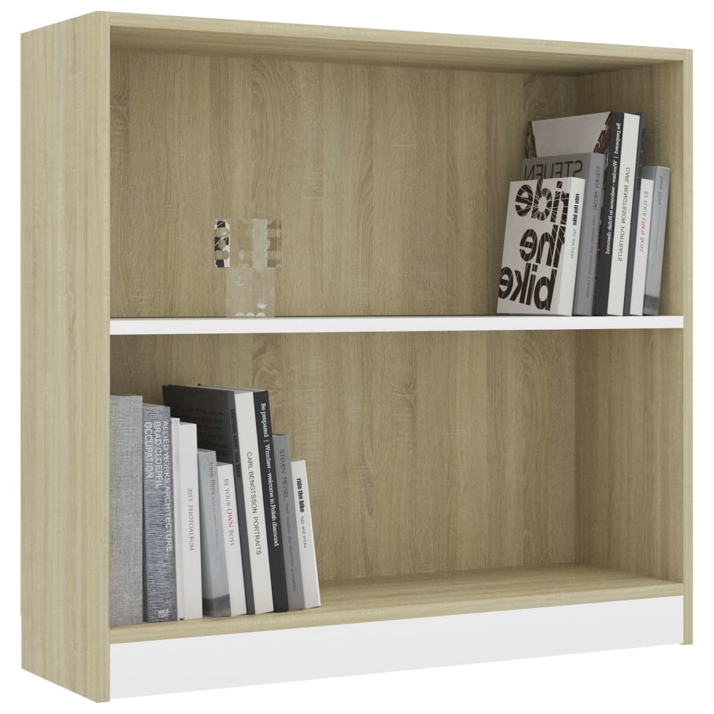 vidaXL Bookshelf White and Sonoma Oak 31.5"x9.4"x29.5" Engineered Wood