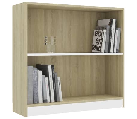 vidaXL Bücherregal Weiß Sonoma-Eiche 80x24x75 cm Holzwerkstoff