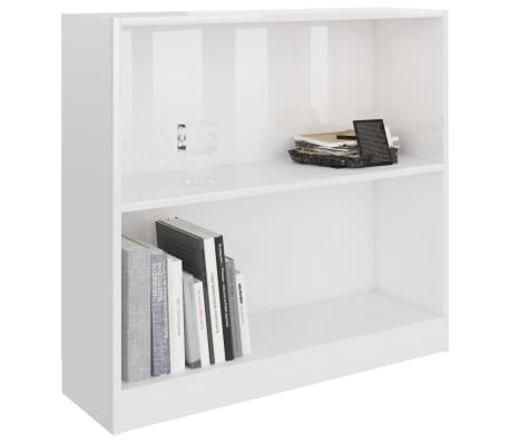 vidaXL Lentyna knygoms, baltos spalvos, 80x24x75cm, MDP, ypač blizgi