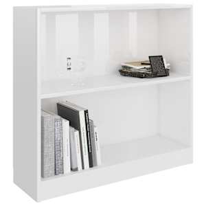 vidaXL Lentyna knygoms, baltos spalvos, 80x24x75cm, MDP, ypač blizgi