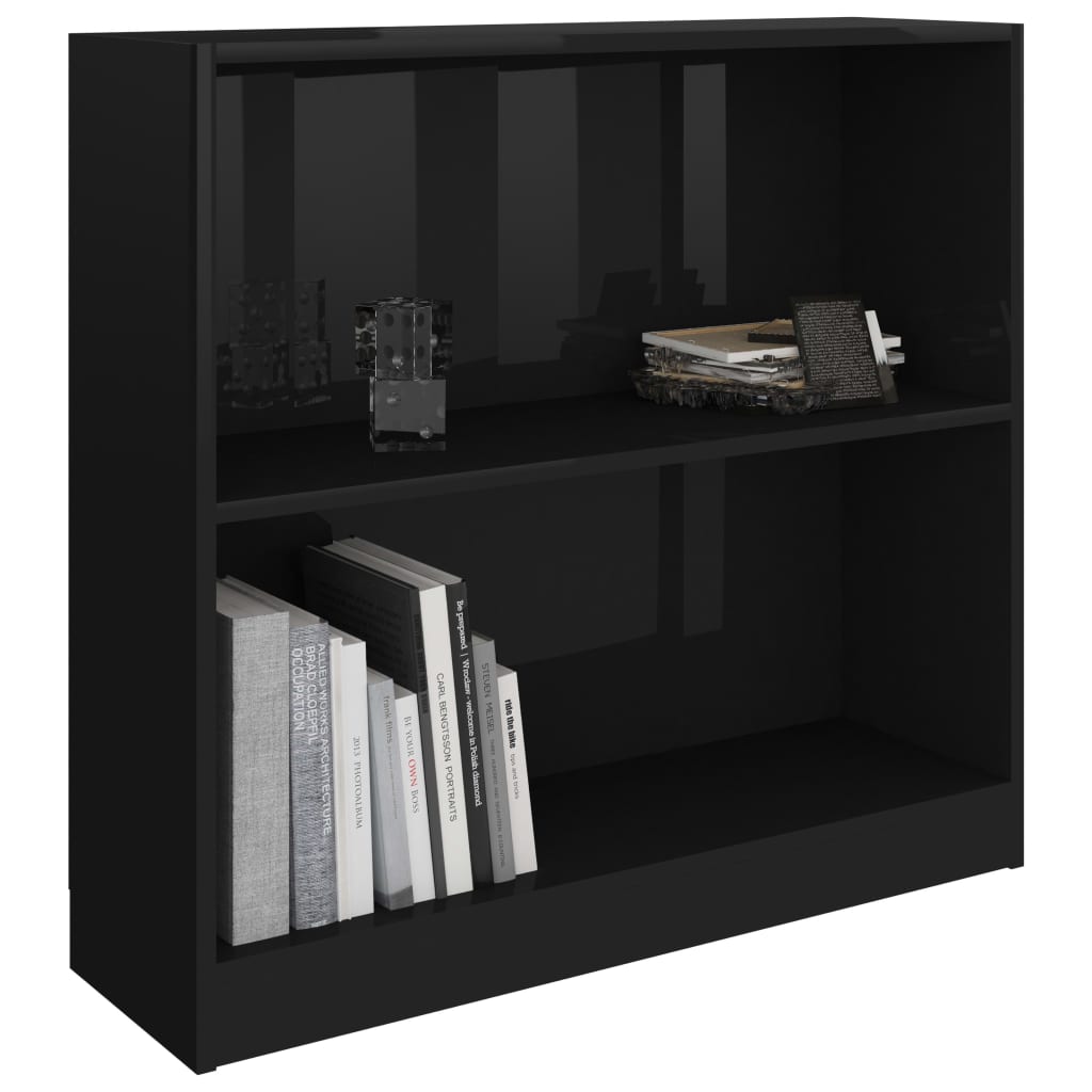 

vidaXL Boekenkast 80x24x75 cm spaanplaat hoogglans zwart