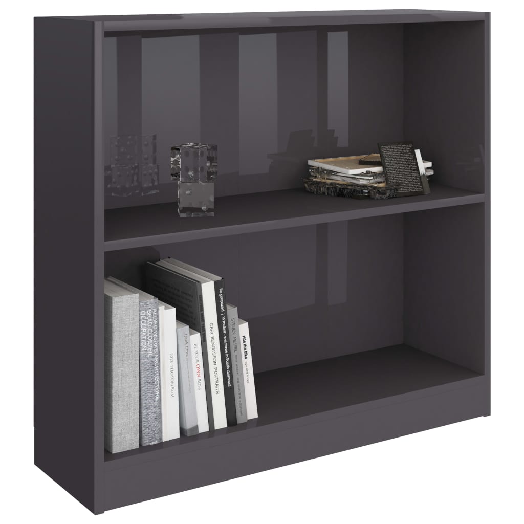 vidaXL Bücherregal Hochglanz-Grau 80x24x75 cm Holzwerkstoff