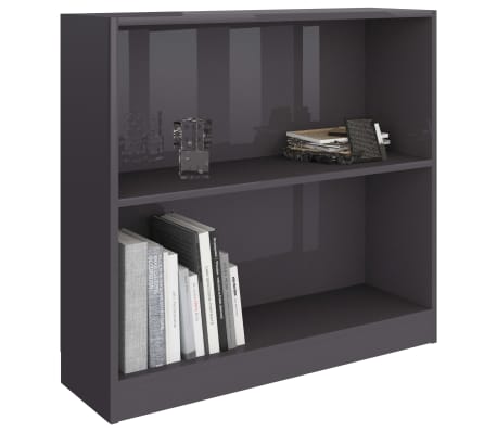 vidaXL Bücherregal Hochglanz-Grau 80x24x75 cm Holzwerkstoff