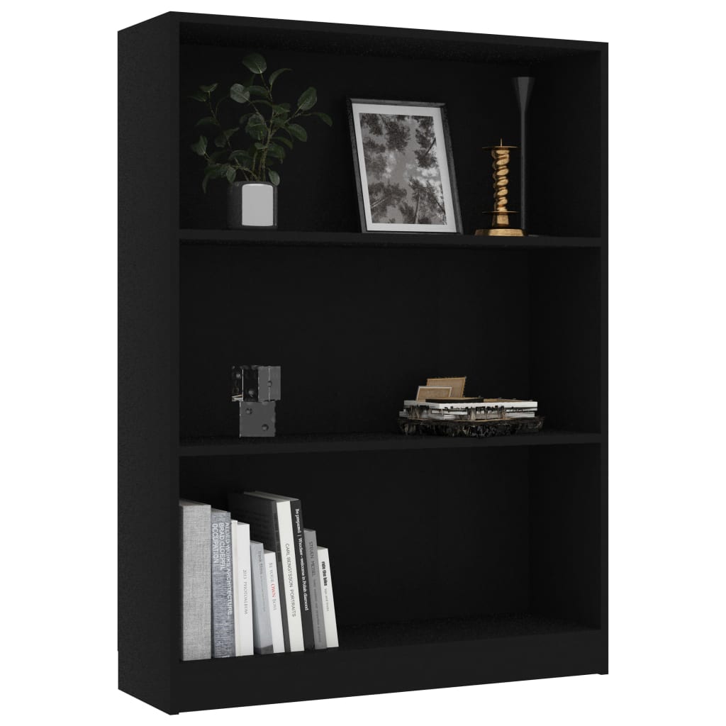vidaXL Bookshelf Black 31.5"x9.4"x42.5" Engineered Wood
