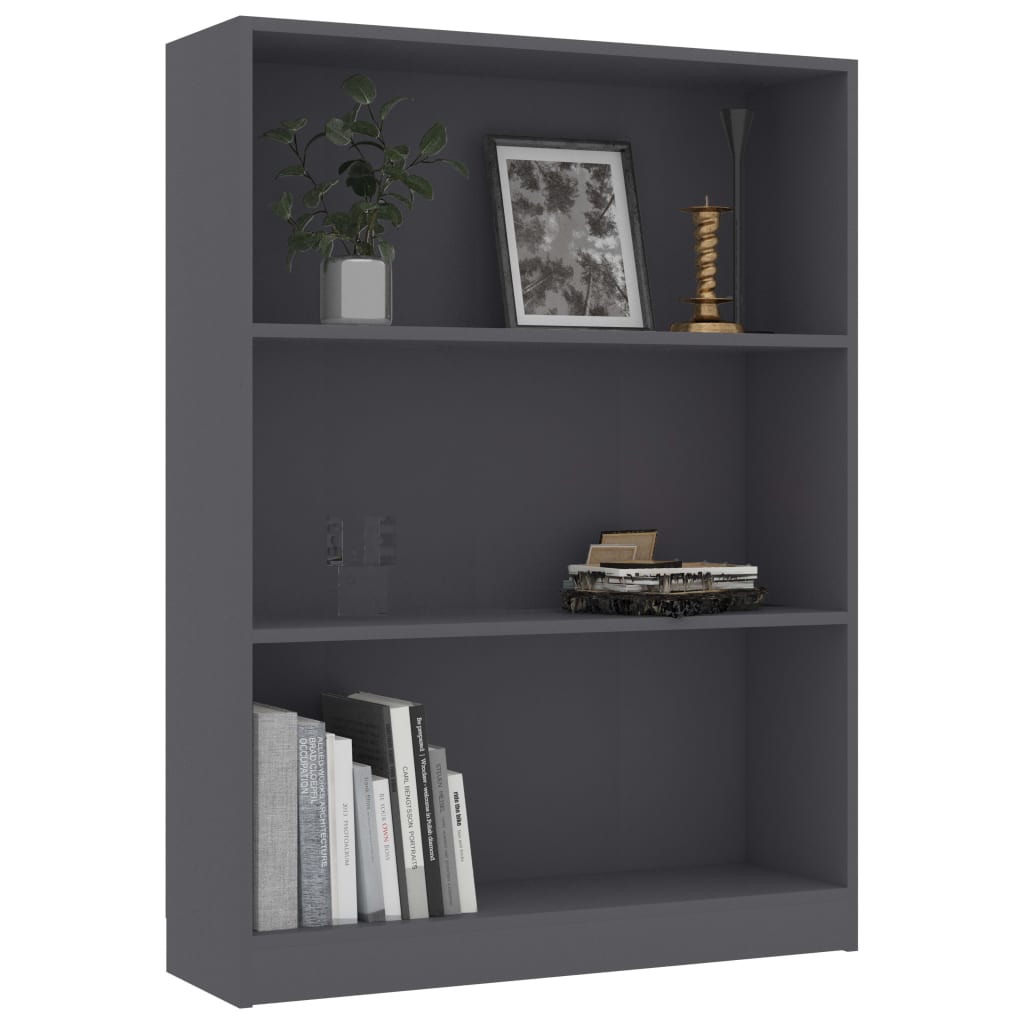 vidaXL Bücherregal Grau 80x24x108 cm Holzwerkstoff