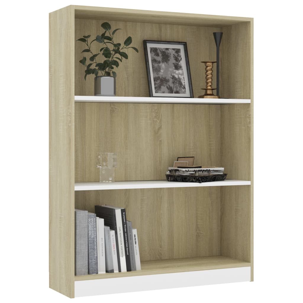 vidaXL Bücherregal Weiß Sonoma-Eiche 80x24x108 cm Holzwerkstoff