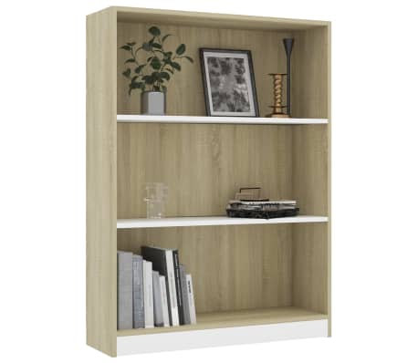 vidaXL Bookshelf White and Sonoma Oak 31.5"x9.4"x42.5" Engineered Wood