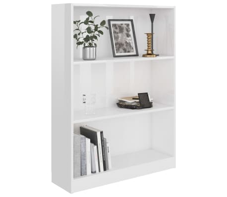 vidaXL Boekenkast 80x24x108 cm spaanplaat hoogglans wit