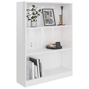 vidaXL Lentyna knygoms, baltos spalvos, 80x24x108cm, MDP, ypač blizgi