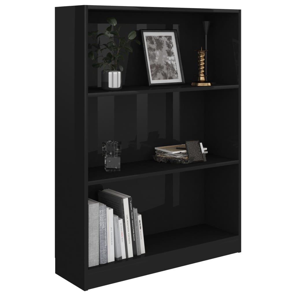 

vidaXL Boekenkast 80x24x108 cm spaanplaat hoogglans zwart