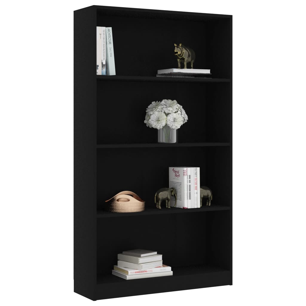 

vidaXL Boekenkast met 4 schappen 80x24x142 cm spaanplaat zwart