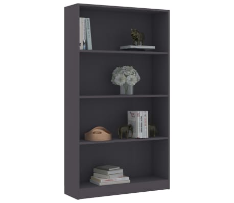 vidaXL 4patrov&aacute; knihovna &scaron;ed&aacute; 80 x 24 x 142 cm kompozitn&iacute; dřevo