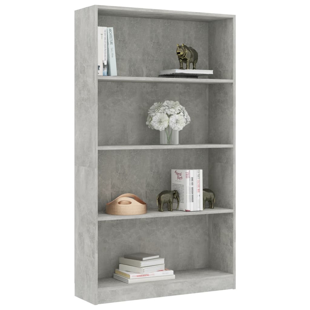 

vidaXL Boekenkast met 4 schappen 80x24x142 cm spaanplaat betongrijs