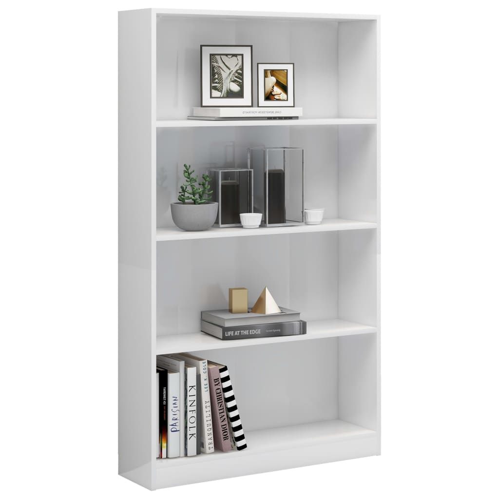 

vidaXL Boekenkast met 4 schappen 80x24x142 cm spaanplaat hoogglans wit