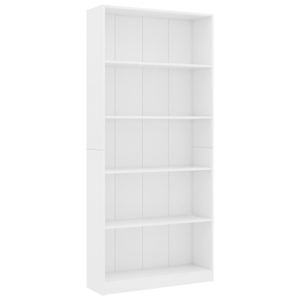 

vidaXL 5-Tier Book Cabinet White 31.5"x9.4"x68.9" Chipboard