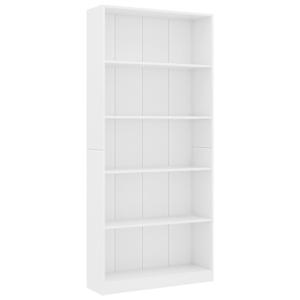 5patrová knihovna bílá 80 x 24 x 175 cm kompozitní dřevo - obrázek 2
