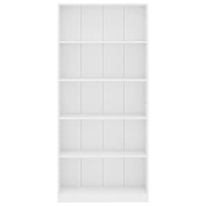 5patrová knihovna bílá 80 x 24 x 175 cm kompozitní dřevo - obrázek 4