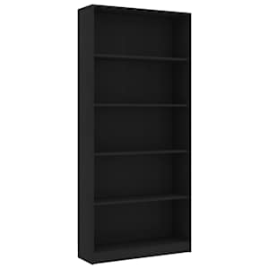 5patrová knihovna černá 80 x 24 x 175 cm kompozitní dřevo - obrázek 2