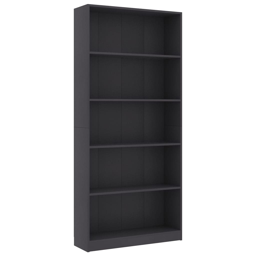 

vidaXL 5-Tier Book Cabinet Gray 31.5"x9.4"x68.9" Engineered Wood