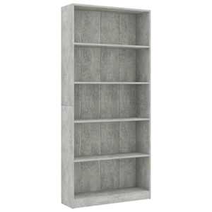 5patrová knihovna betonově šedá 80x24x175 cm kompozitní dřevo - obrázek 2