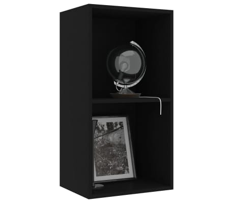 vidaXL 2-Tier Book Cabinet Black 15.7"x11.8"x30.1" Engineered Wood