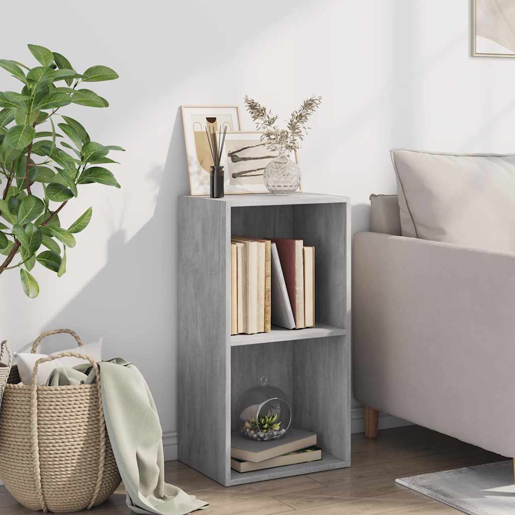 vidaXL Bibliotecă, 2 rafturi, gri beton, 40 x 30 x 76,5 cm, PAL