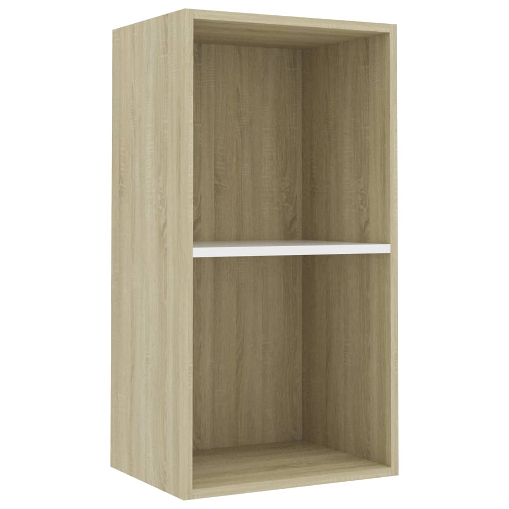 

vidaXL 2-Tier Book Cabinet White and Sonoma Oak 15.7"x11.8"x30.1" Engineered Wood