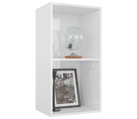 vidaXL Spintelė knygoms, 2 lentynos, balta, 40x30x76,5cm, MDP, blizgi