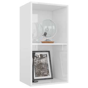 vidaXL Spintelė knygoms, 2 lentynos, balta, 40x30x76,5cm, MDP, blizgi